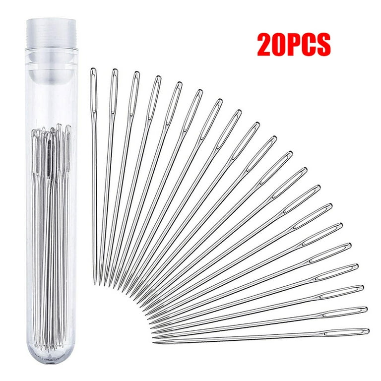 25 Eye Stitching Needles - 5 Sizes Big Eye Hand Sewing Needles in Clear