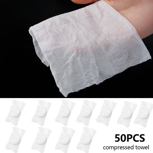 100pcs Compressed Towels Tablet Capsules Wash Cloths Camping Survival Emergency 