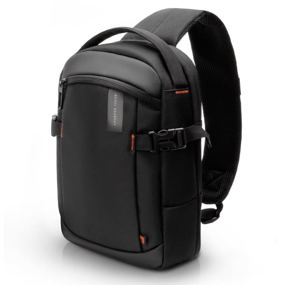 Sharper Image Venture Crossbody Sling Bag Backpack, Daypack Chest Bag w/ Adjustable Shoulder Strap for Outdoor Travel Hiking, Water Resistant, Black