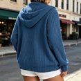 thumbnail image 5 of cocolona Womens Plus Size Knit Cardigan Oversized Long Sleeve Hooded Drawstring Jacket Solid Color Casual Zipper Fall Tops, 5 of 7
