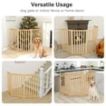 thumbnail image 2 of 3 Panels 36" Freestanding Pet Gate, Solid Wood Folding Safety Fence Wooden Dog Gate, Oak, 2 of 5