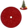 thumbnail image 1 of Red Tree Skirts Christmas Sequined Tree Decorations 36 Inches Diameter Velvet Fabric Glitter Embroidered and Sequined Tree Cover Skirts Soft Shimmer Tree Mat for All Occasions, 1 of 7