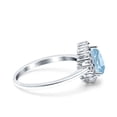 thumbnail image 2 of Natural Aquamarine Size-9 Art Deco Pear Teardrop Vintage Style Halo CZ Wedding Engagement Rings For Women 925 Sterling Silver Gifts For Her, 2 of 6