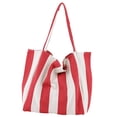 thumbnail image 2 of Bolso de hombro para mujer, bolso de viaje, bolso a rayas, para verano, fiesta al aire libre, vacaciones Raya Ancha Roja, 2 of 8
