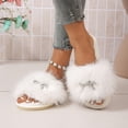 thumbnail image 6 of uublik Women's Fuzzy Slippers Cute Bow House Slippers for Women Soft Cozy Indoor Outdoor Lightweight House Shoes, White, 6 of 7