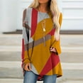 thumbnail image 3 of Scyoekwg Womens Tunic Tops To Wear with Leggings Dressy Casual Color Block Geometry Printed Tunic Shirts Trendy Lightweight Round Neck long Tops Long Sleev T Shirts #B02-Orange S, 3 of 5