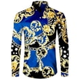 thumbnail image 5 of Camisa de manga larga con estampado 3D de cadena de flores doradas de lujo para hombre, ropa informal de diseñador para hombre, camisas con botones de solapa, 5 of 5