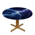 thumbnail image 3 of WYYP  Abstract Blue Lightning Fitted Round Table Cover with Elastic Protector Table Kitchen Dinner Waterproof Oil-Proof Tablecloth White, 3 of 7