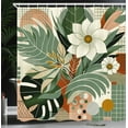 thumbnail image 3 of Ambesonne Mid Century Modern Shower Curtain, Leafy Huddle Art, 69"Wx70"L, Laurel Green Peach, 3 of 4