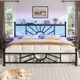 thumbnail image 4 of EnHomee King Size Metal Bed Frame with Vintage Headboard & Footboard Metal Platform Bed Frame King with LED Lights & Storage, Noise Free, Black, 4 of 7