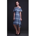 thumbnail image 3 of Bimba Robe Tunique à Épaules Dénudées Imprimée Teinture sur Nœuds Bleue pour Femmes, Col Rond, Robe de Soirée - XXX-Large, 3 of 6