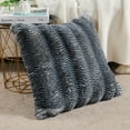 thumbnail image 2 of Home Soft Things Thick Stripe Faux Fur Pillow Covers, 1 piece, 20"x20", Black, 2 of 8