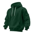 thumbnail image 5 of Kalauyu Long Sleeve Hoodies Tees for Men Drawstring Hood Cargo with Pocket Casual Fall Winter Loose Sports Solid Pullover Sweatshirts, 5 of 6