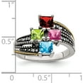 thumbnail image 4 of 14K/Silver Two-Tone Sterling Silver & 14K Four-Stone And Diamond Mother's Semi-Mount Ring (Size 10) Made In Thailand qmr12/4-10, 4 of 5