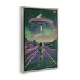 thumbnail image 3 of Stupell Industries Astronaut with Overhead UFO Fantasy & Sci-Fi Painting Gray Floater Framed Canvas Art Print Wall Art, 17 x 25, 3 of 9