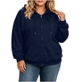 thumbnail image 2 of Tqcoqu Plus Size Women's Zip Up Hoodie, Casual Long Sleeve Drawstring Solid Hooded Sweatshirt Jacket with Pocket, 2 of 9