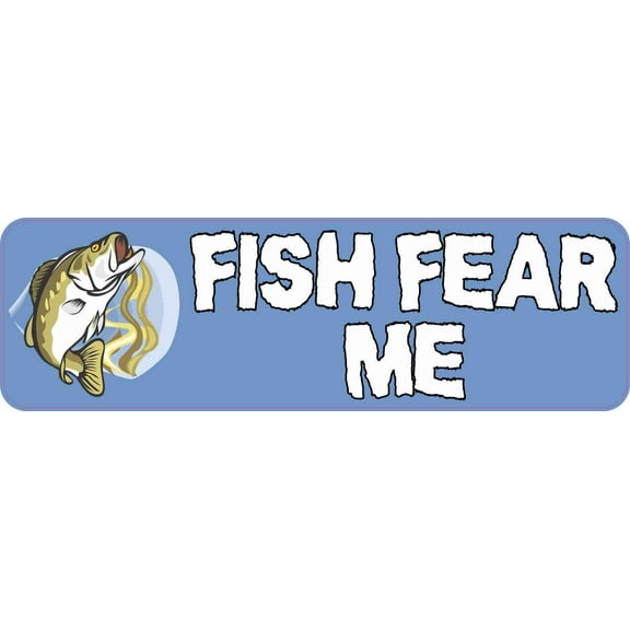 10in x 3in Fish Fear Me Bumper Sticker Vinyl Sports Fishing Decal Stickers