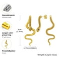 thumbnail image 4 of Snake Earrings for Women Men, Punk Gothic Stainless Steel Stud Earrings, Hypoallergenic gold plated Snakes Jewelry with Zircon, Statement Cool Rock Hip Hop Biker Earring Halloween Gifts, 4 of 5