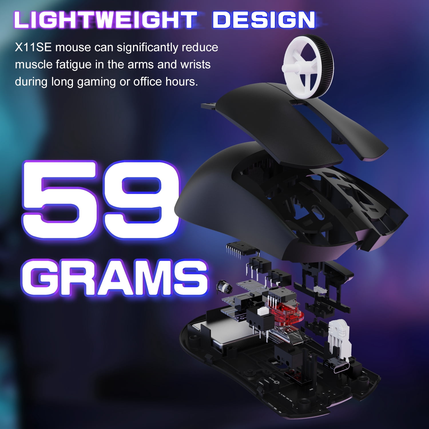 ATTACK SHARK X11SE Wireless Gaming Mouse, PixArt PAW3311 Gaming Sensor, BT/2.4G Wireless/Wired, 65 Hours Battery, Upgrade BK52820 Chip