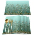 thumbnail image 3 of Teal Gradient Flower Plant Bird Table Runner Home Wedding Table Flag Mat Centerpieces Decoration Party Dining Long Tablecloth, 3 of 7