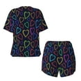 thumbnail image 6 of Rocae Colored Hearts for Two Piece Sleepwear Pajamas Sets for Women Soft Short-Sleeved Pjs with Lounge Shorts Large, 6 of 9