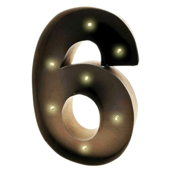 Rustic Vintage 11" Decorative LED Light Glow Letters - Number 6
