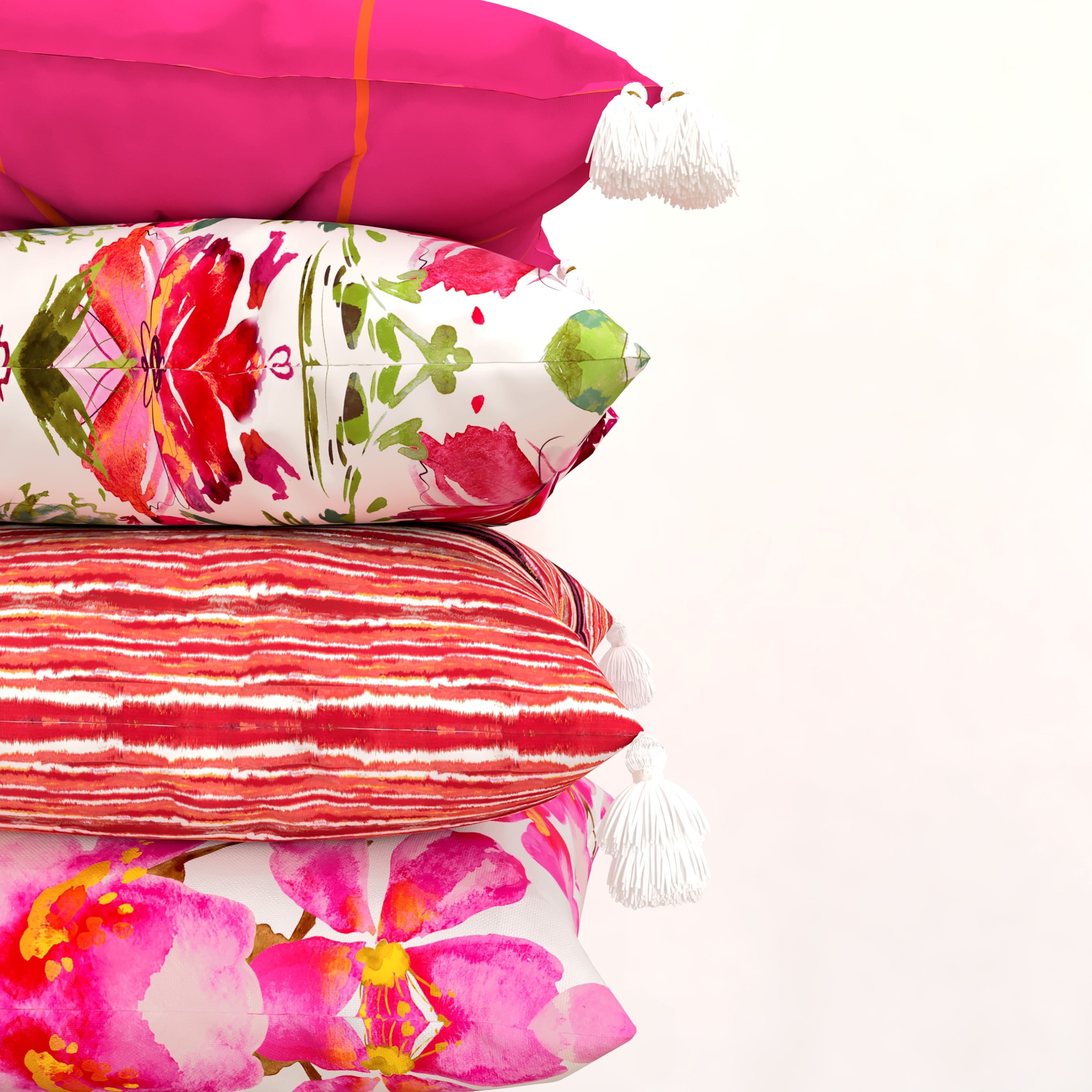 DEZENE 18x18 Throw Pillow Covers Pink: 2 Pack Cozy Soft Velvet Square  Decorative Pillow Cases for Farmhouse Home Decor