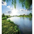 thumbnail image 3 of Nature Duvet Cover Set, Sunny Day on a Calm River in Summer Sunshines Greenery Grass Outdoors Cloud, Decorative 2 Piece Bedding Set with 1 Pillow Shams, Twin Size, Fern Green Sky Blue, by Ambesonne, 3 of 3