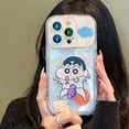 thumbnail image 2 of Crayon Shin chan Mirror Funda Para Teléfono iPhone 6 6S 7 8 Plus 11 12 13 14 Pro MAX Mini 11Pro X XR XS SE 2020 De Dibujos Animados Girada Suave Protector De Silicona Flip Over Cover, 2 of 4