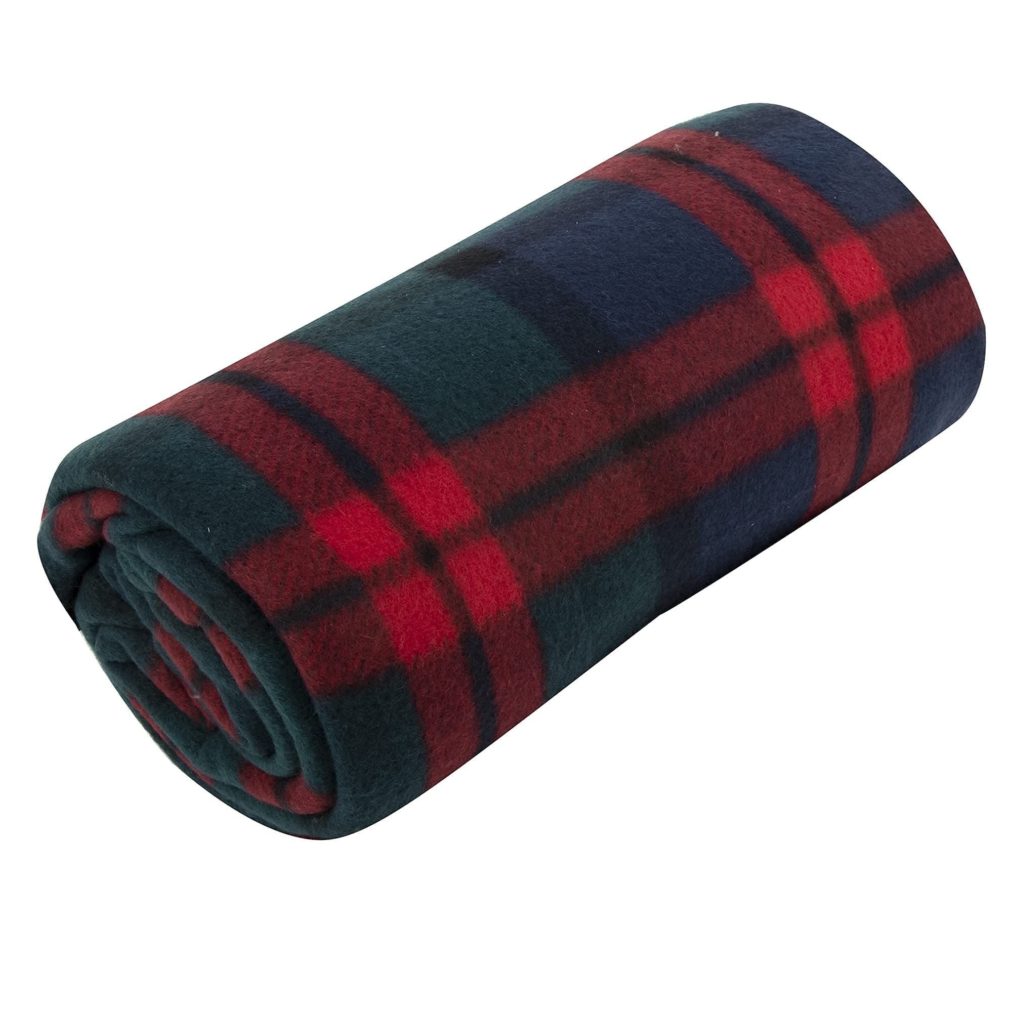 Single Plaid Color 60"L x 50"W Fleece Throw Blanket for Fall, Winter, Spring, Summer, Men, Women, Children & Pets in Red & Green Plaid