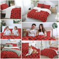 thumbnail image 6 of Red Geometric Bedding 3 Piece Duvet Cover Set Full Size, Modern Morocco Abstract Art Soft Microfiber Comforter Cover with Zipper Closure & Pillowcases, Wrinkle & FadeResistant Quilt Cover, 6 of 9