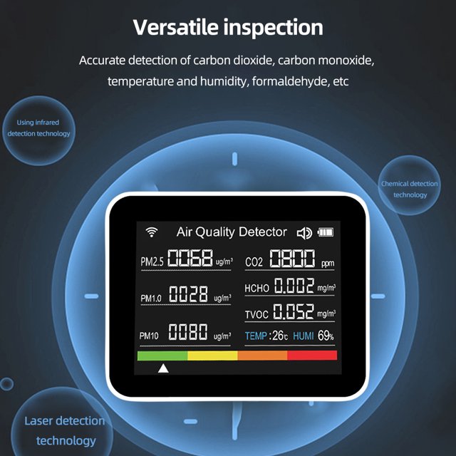 Monitor de calidad del aire 13 en 1 compatible con medidor de CO2 de control de aplicación para oficina en casa interior