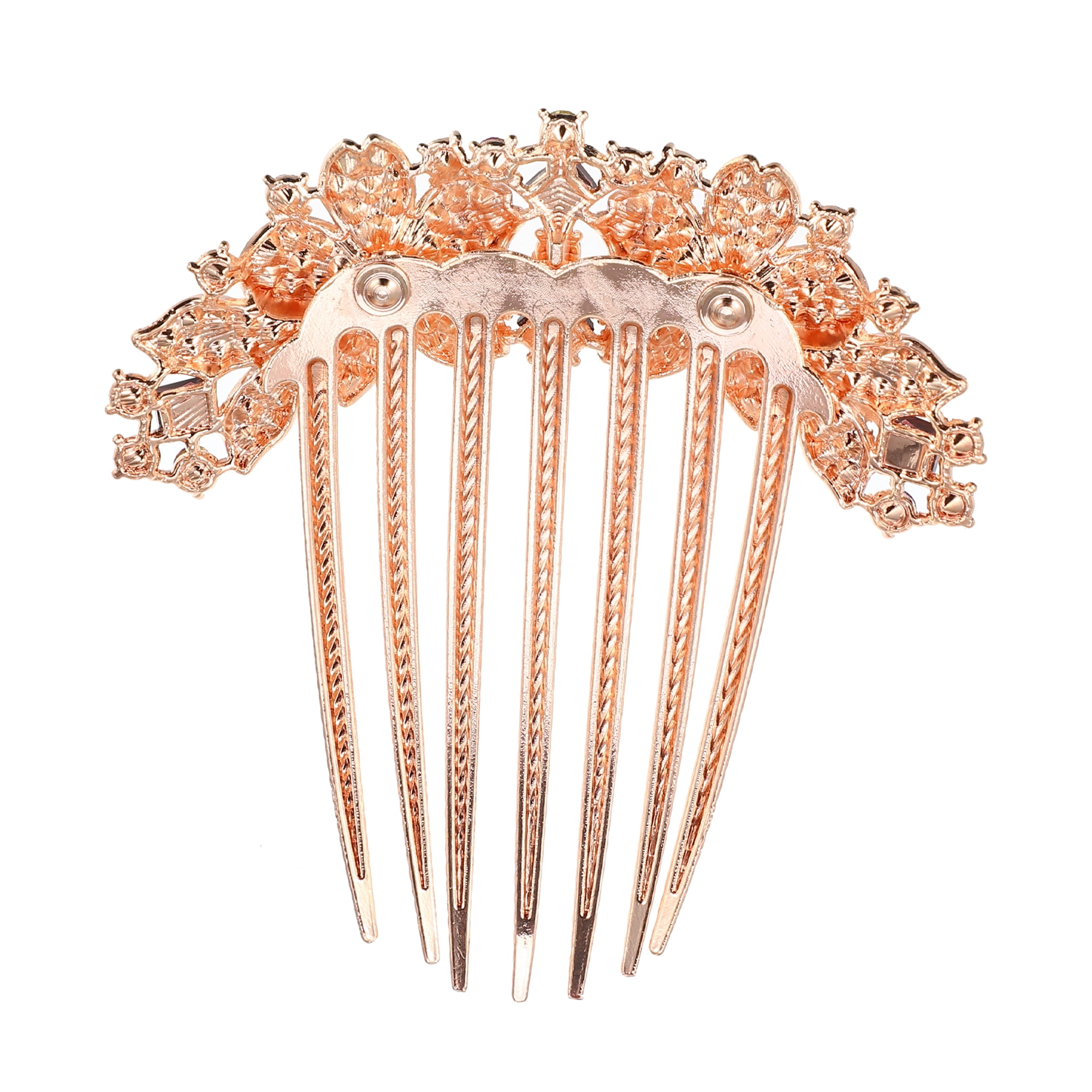 Unique Bargains Women Rhinestone Inlaid Flower Hair Comb Blue