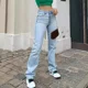 thumbnail image 4 of Lavado Jeans Denim Mujer Pantalones rectos Bolsillos Cintura alta Hasta el tobillo Suelto Desgastado Sólido Casual Nocias Vintage 2024, 4 of 5