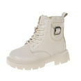 thumbnail image 2 of YUNAFFT Girls Ankle Boots Solid Color British Style Mid-Calf Design Fashionable Fall Footwear, 2 of 7