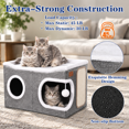Extra Large Grey Cat Bed for Indoor Cats, Foldable Cave Condo with ...