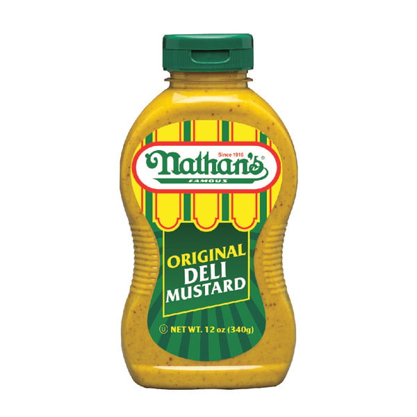 Nathan's Famous Original  Deli Style Mustard, 12 oz Squeeze Bottle, 6 Pack