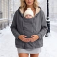 thumbnail image 2 of CAUYDY Women's Fleece Zip Up 3 in 1 Maternity Baby Wearing Hoodie Sweatshirt Jacket, 2 of 9