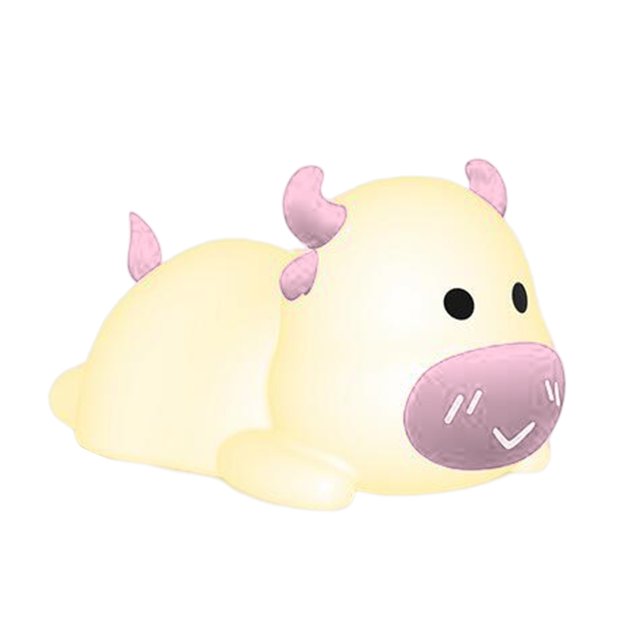 fsxdhpcsgfc Cute Cow Night Light Portable Silicone Animal Lamp For Bedroom Color Changing Led Light With Sensor Control For Kids Plug in Emergency Power Light Car Lights Cute Night Light for Adults