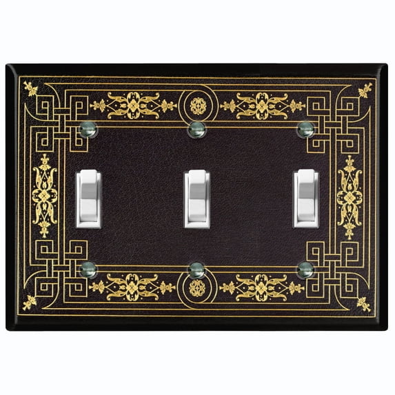 Metal Light Switch Plate Cover Elegant Victorian Floral Frame Black FRA061