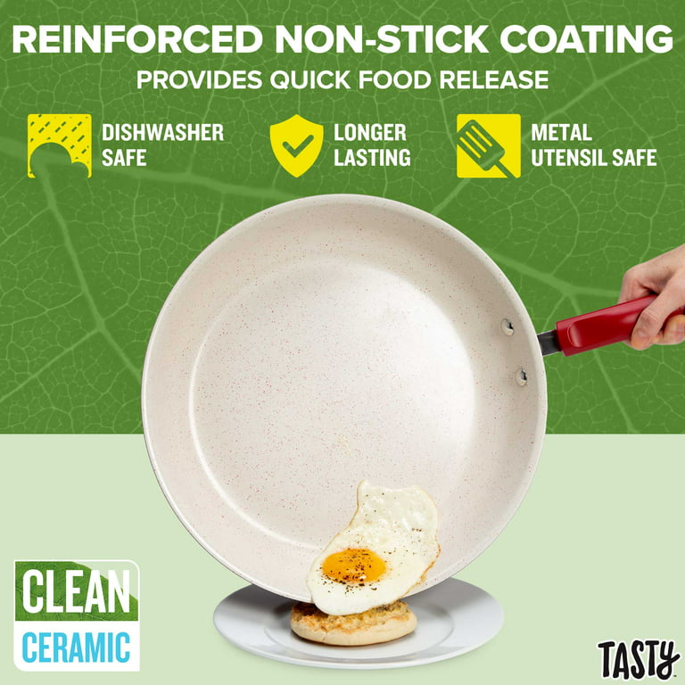 Tasty Clean Ceramic 12 Non-Stick Aluminum Fry Pan, Red