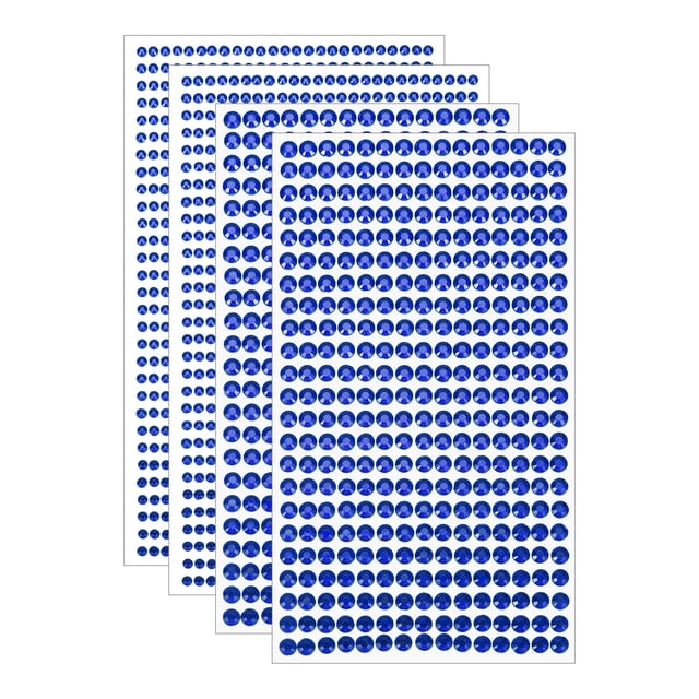 2190Pcs 3mm/5mm Rhinestone Stickers for Crafts, 4 Sheet Round Rhinestone Sticker for Scrapbooking, Deep Blue