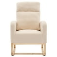 thumbnail image 2 of Modern Accent Rocking Chair with Solid Wood Legs, Upholstered Nursery Glider Rocker with Side Pocket, Comfy Armchair with High Backrest for Livingroom Bedroom Office, Beige, 2 of 9