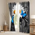 thumbnail image 3 of jejeloiu Cute Butterfly Daisy Black Out Curtains,Rustic Farmhouse Cabin Curtains Pack of 2 (42x63 Each),Blue Gray White Bedroom Curtains For Kids,Ultra Soft Home Decor, 3 of 6