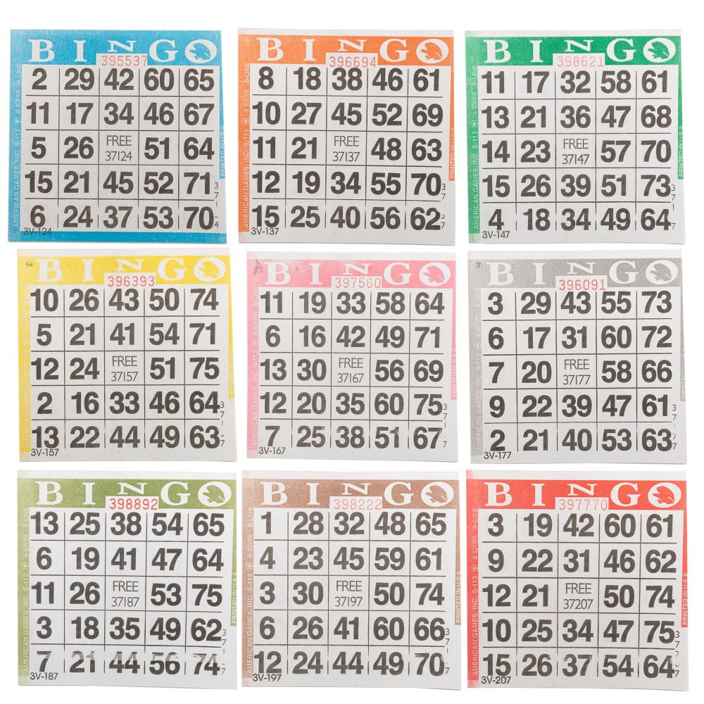 Bingo Paper Game Cards 1 card 9 sheets 100 books per pack