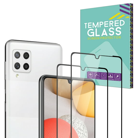 NIFFPD 2 Pack Screen Protector Designed for Samsung Galaxy A42 5G, Ultra HD Full Screen Tempered Glass, Black Border, Scratch Resistant, Easy Install
