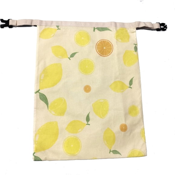 Beeswax lined surface bag, lemon pattern, moisture resistant water lock with zipper, used to keep bread fresh, sealable and reusable bread bag (1 pcs)