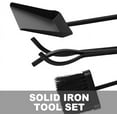 thumbnail image 3 of Amagabeli 5 Pieces Fireplace Tools Indoor Outdoor Large Wrought Iron Firewood Toolset with Decor Holder Black Fireset Pit Stand Fire Place Log Tongs Tools Kit Sets with Handles Wood Stove Ac, 3 of 9