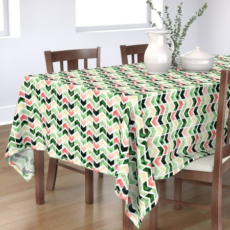 

Cotton Sateen Tablecloth 70 x 90 - Christmas Arrows Herringbone Red Green Arrow Woodland Watercolor Holiday Chevron Forest Winter Print Custom Table Linens by Spoonflower
