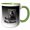 Green/White, variant on 3drose, Spooky Studies Happy Halloween Black Cat Studying Halloween Spells, 15oz Two-tone Blue Mug